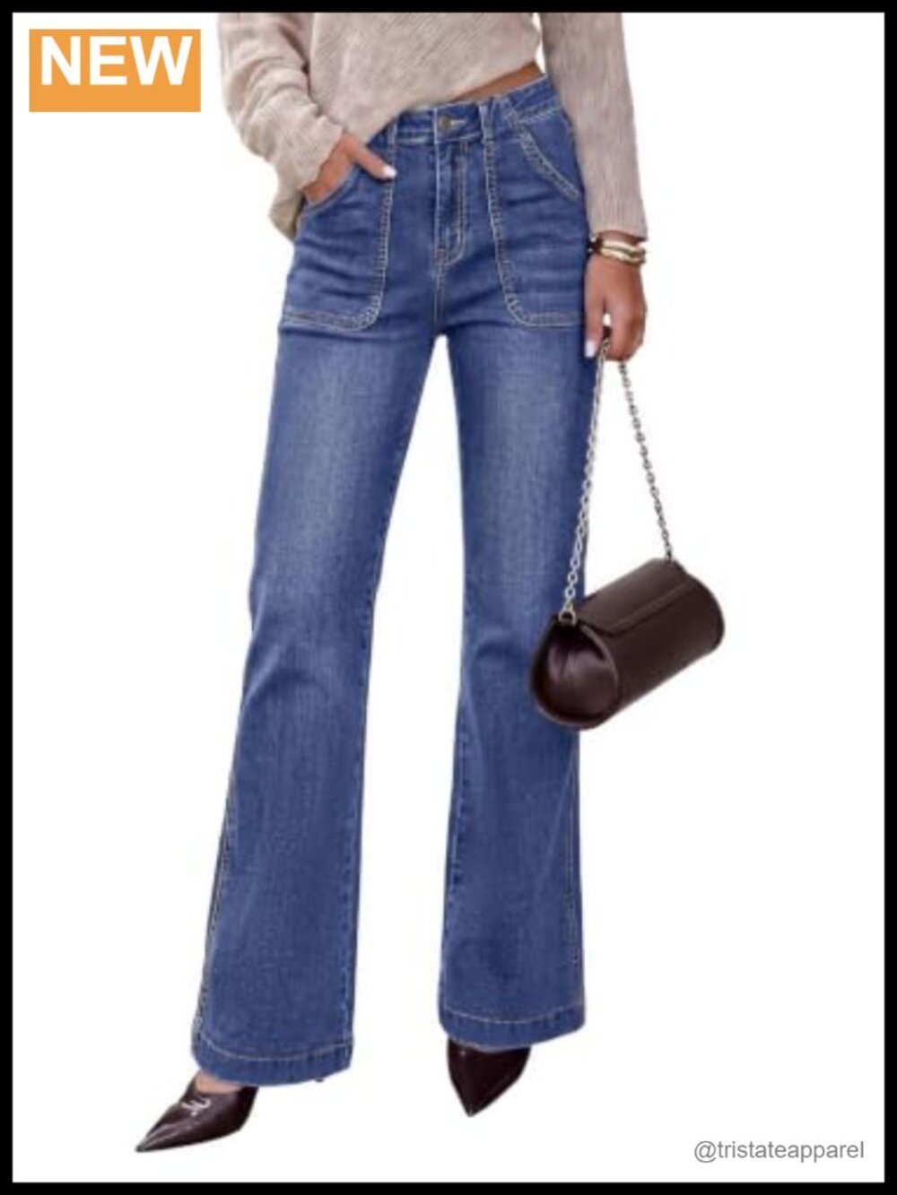 PRETTYGARDEN High Waisted Wide Leg Jeans Stretch Denim Pants